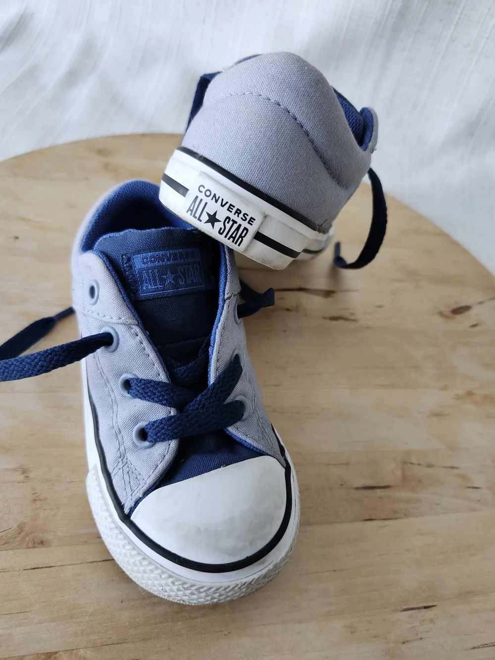 Converse Kids' Low Top Sneakers - Light Gray with Navy